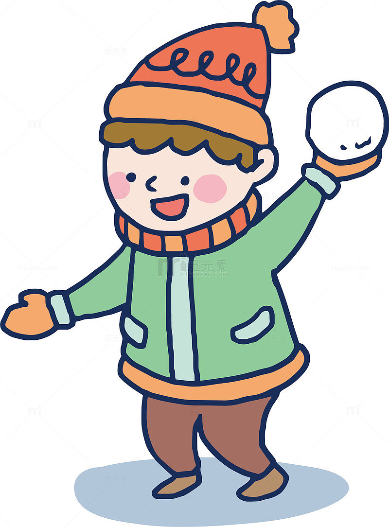用力投掷雪球的男孩