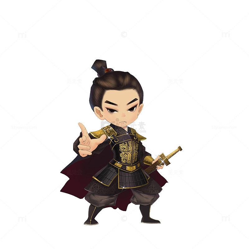 卡通游戏里的古代少年将军素材