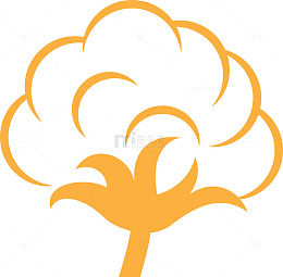 橙色矢量棉花花朵图
