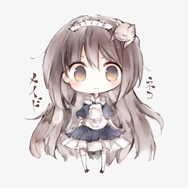 齐刘海小妹妹插画素材免费下载_觅元素