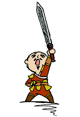 卡通古代将军将士拔剑战斗psd