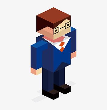 手绘卡通方块人博士