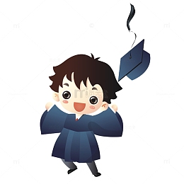 小男孩卡通毕业儿童学习矢量素材