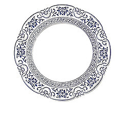 青花瓷类型古典窗花免扣素材