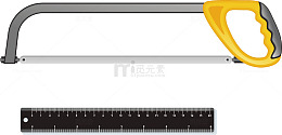 家庭生活工具锯弓钢尺素材矢量图