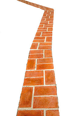 手绘黄色砖块小路