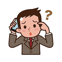 卡通男孩担心摔手机