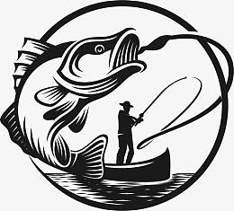 矢量手绘钓鱼的图案