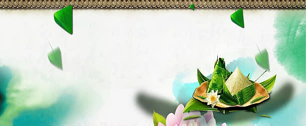 绿色清新粽子端午节海报背景
