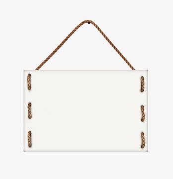 手绘穿线白色木牌匾