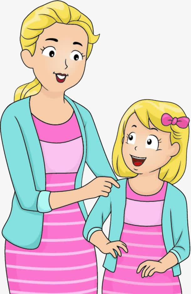 关键词 : 亲子装,母亲,卡通手绘,小女孩,亲情,照顾,蝴蝶结,照顾孩子