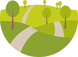 绿色卡通山路免抠素材