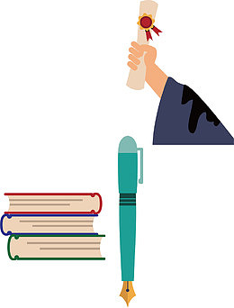 书籍钢笔博士帽学生帽素材