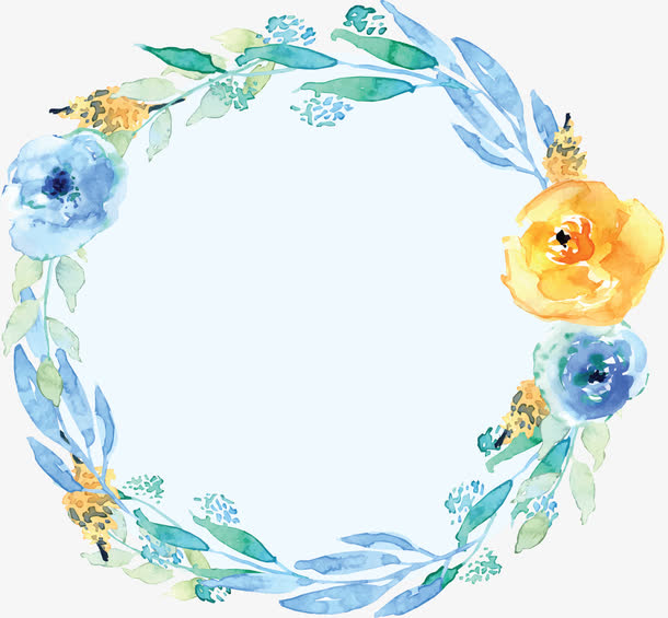 浪漫水彩花藤边框