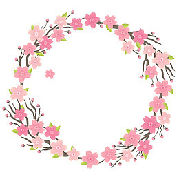 粉红桃花花枝边框春天矢量素材