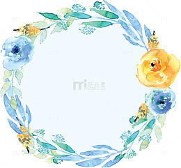 浪漫水彩花藤边框