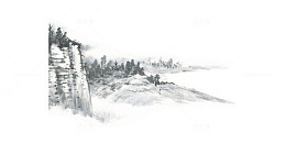 黑白山峦中国风简约图片