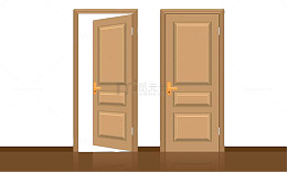 手绘黄色几何木房门