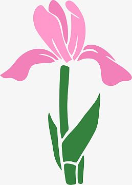 竖直的卡通矢量鸢尾花