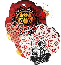 矢量创意花卉民乐插画