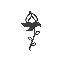 黑色手绘叶子卡通花