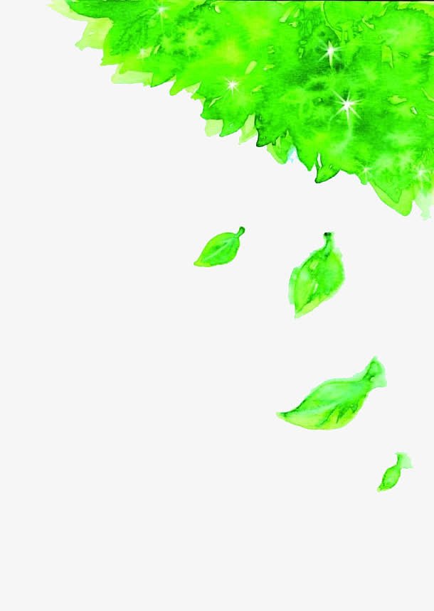 彩绘绿色飘落的树叶
