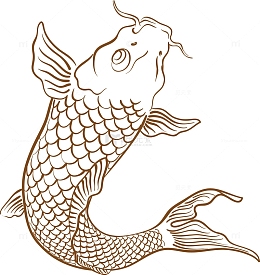 手绘日本锦鲤素材图