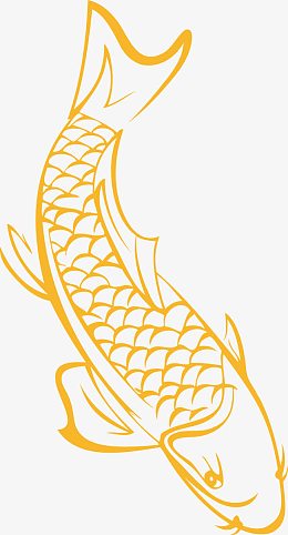 手绘金色卡通鲤鱼图