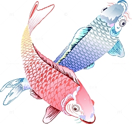 彩色卡通鲤鱼素材图