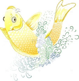 黄色卡通锦鲤素材图