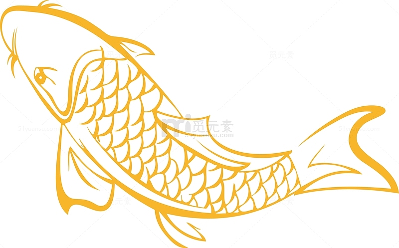 手绘金色鲤鱼素材图