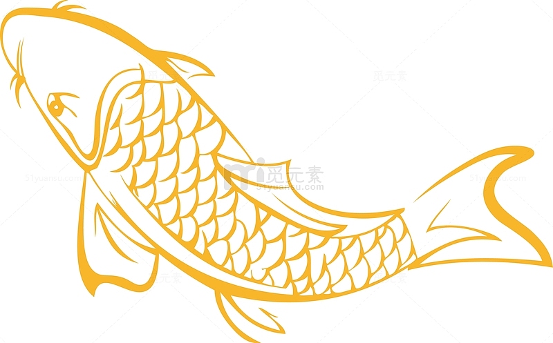 手绘金色鲤鱼素材图
