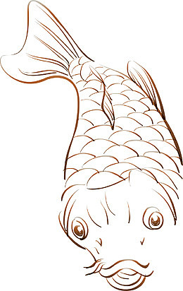 手绘卡通鲤鱼素材图