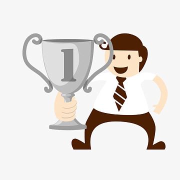 矢量手绘那奖杯第一名男生