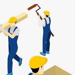 卡通装修工人正在装修