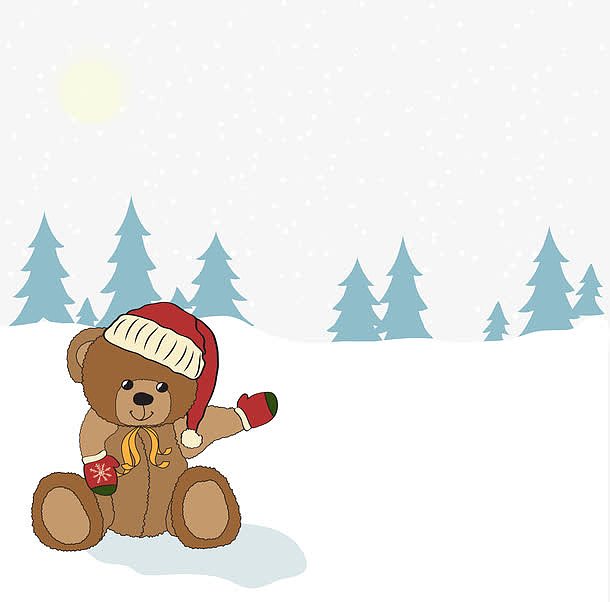 可爱的泰迪熊和雪