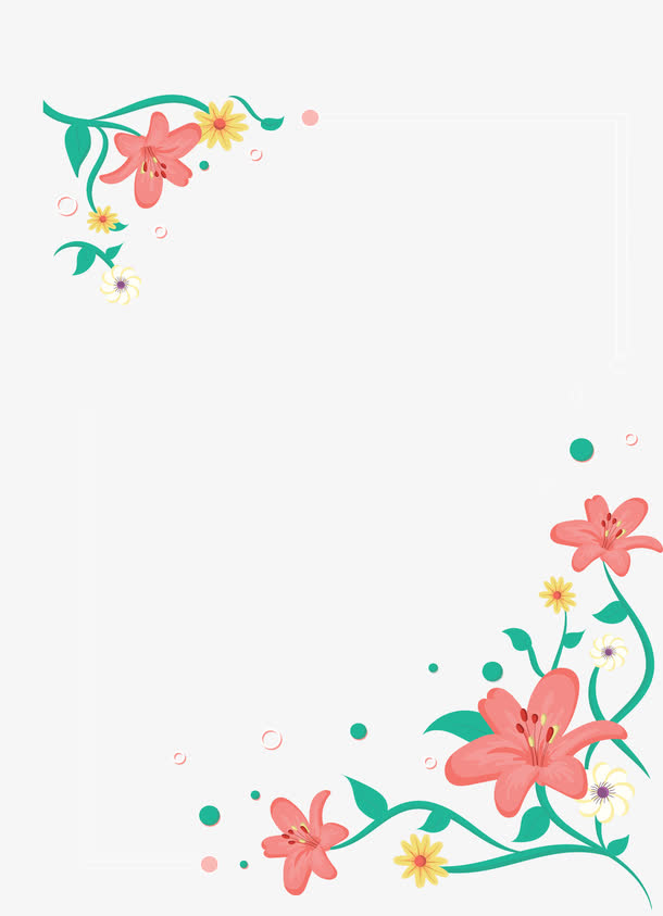 浪漫粉色百合边框