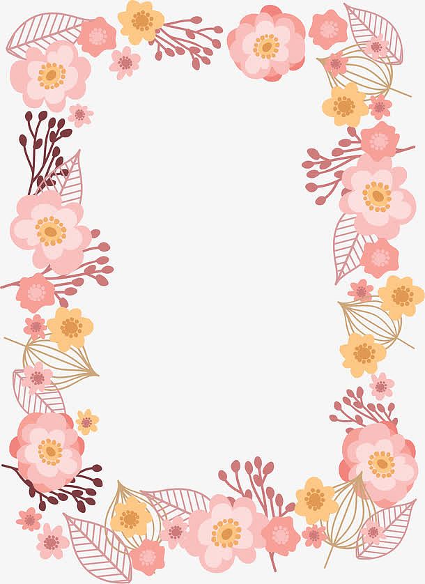 浪漫淡粉色花朵边框