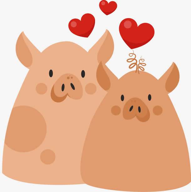 矢量图相爱的小猪