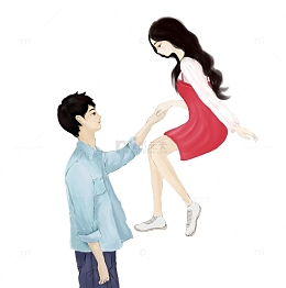 牵手的情人手绘图