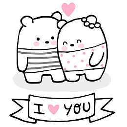相爱的简笔小熊图