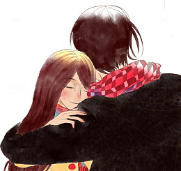 手绘人物插画相拥相爱的情侣插图