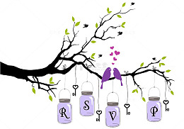免抠树枝上的鸟许愿瓶