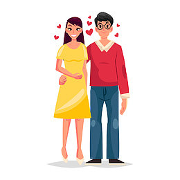 情人节外出散步的夫妇插画