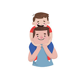 矢量手绘创意骑脖子父子父亲节