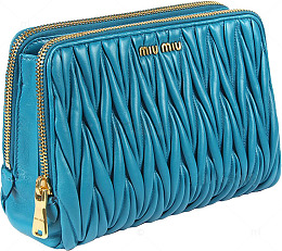 MiuMiu女士蓝色羊皮单肩包