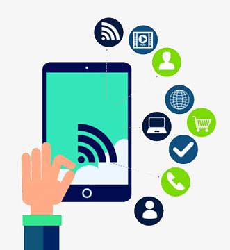 商务手拿手机寻找wifi信号