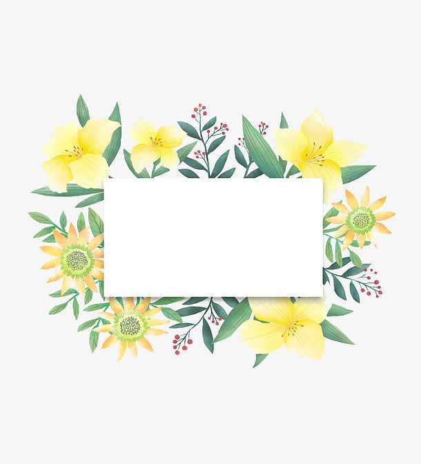 手绘黄色花朵方形边框