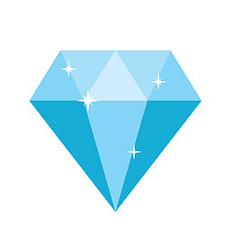 卡通发光蓝色钻石矢量图
