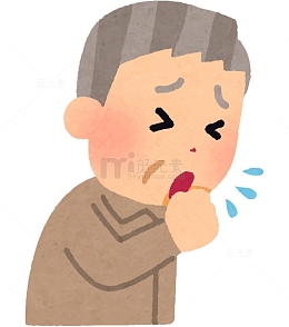 手绘卡通老爷爷咳嗽免抠